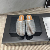 ALAIA WOVEN FLAT SHOES IN SILVER CALFSKIN STYLE 1